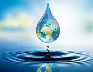 world water day realistic drop of water falling ai generated