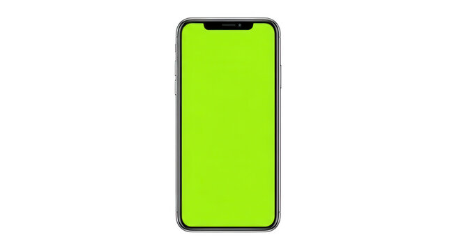 Smartphone with green screen isolated on transparent background