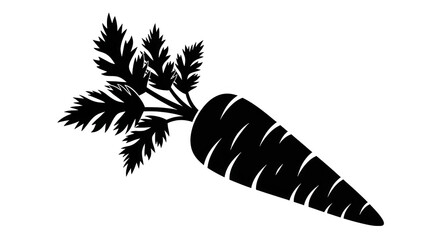 Silhouette of a carrot with leaves isolated on transparent background