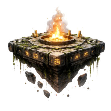 Fantasy Floating Stone Platform Isolated