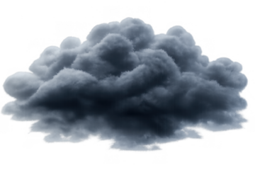 Dark storm cloud forming for severe weather, bringing heavy rain, thunder, and wind, isolated on transparent background