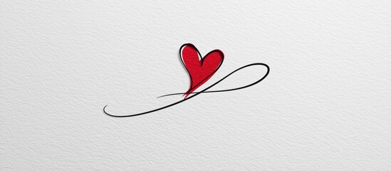 minimalist line art of a heart, in red and black colors, on a white background with ample copy space, a love concept for valentine's day celebration Generative AI