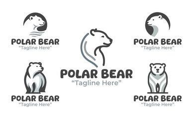 5 Polar Bear Logo Set Modern Minimalist Wildlife Design Collection © radjarz