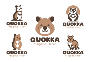 Obraz premium 5 Quokka Logo Set Modern Minimalist Wildlife Design Collection