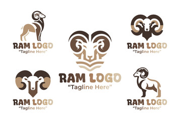 Fototapeta premium 5 Ram Logo Set Modern Minimalist Strength Design Collection