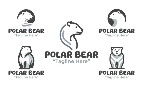 5 Polar Bear Logo Set Modern Minimalist Wildlife Design Collection