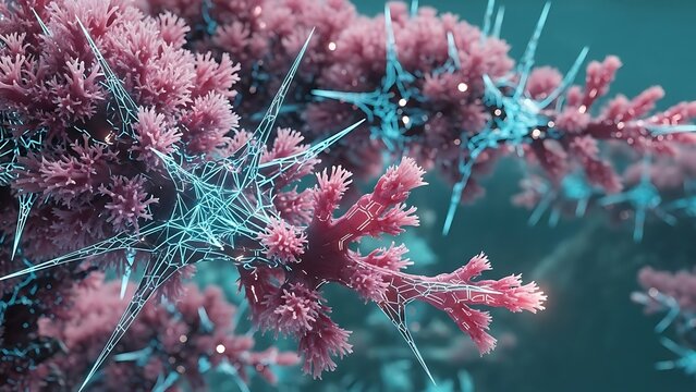Vibrant coral reef underwater scene with coral polyps