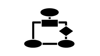Vector illustration of a business process flowchart diagram on transparent background, showing steps and decisions for workflow management