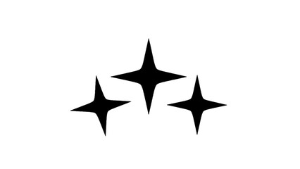 Vector illustration of three stylized sparkle stars on transparent background, a shimmering graphic element