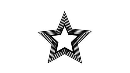 Vector illustration of, on transparent background, a modern abstract star icon with multiple layered outlines