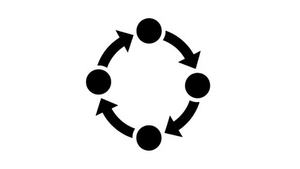 Vector illustration of, on transparent background, a continuous cycle process with four interconnected points and arrows
