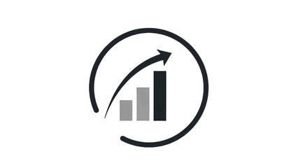 Vector illustration of a business growth and progress chart icon with an arrow, on transparent background