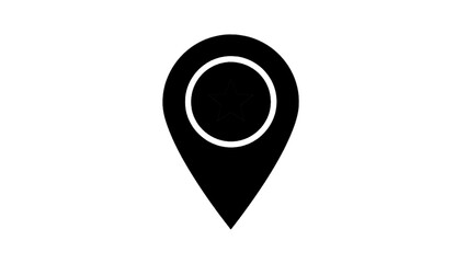 Vector illustration of a black location map pin icon, on transparent background