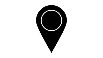 Vector illustration of a black map pin location marker icon, on transparent background