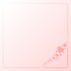 Pink gradient background with decorative hearts and elegant thin frame