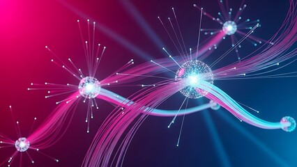 Network connections with neon light effects