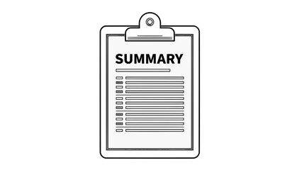 Vector illustration of, on transparent background, a summary document on a clipboard icon