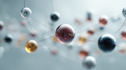 Abstract Spheres Networked with Fine Lines for Futuristic Concept Design