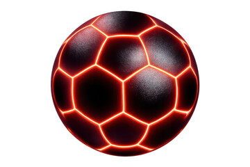 Fototapeta premium Soccer ball radiating strong orange and red energy, symbolizing strength, passion, and advanced innovation, with transparent background