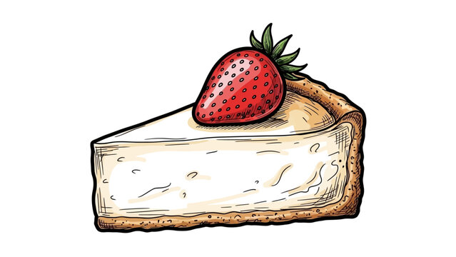 Delicious slice of cheesecake with fresh strawberry topping.