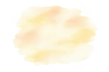 Watercolor paint splash in beige and yellow hues, abstract graphic element, isolated on transparent background
