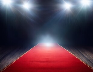 red carpet leading to spotlights in dark room symbolizing vip event