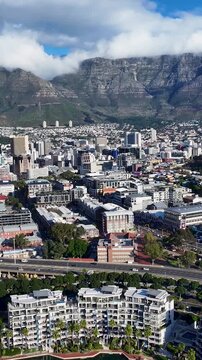 Downtown City In Cape Town Western Cape South Africa. Amazing Skysrapers And Traffic On Street Viewed From Above. Deserted Landscape Idyllic Stunning. Idyllic. Cape Town Western Cape.