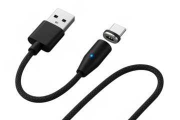 Braided usb magnetic charging cable with transparent background