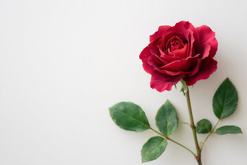 Fototapeta premium Single red rose isolated on white background.