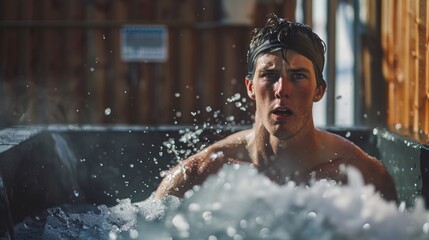 9. A sweaty person exiting an ice bath proving their mental fortitude and resilience to push through discomfort.