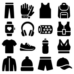 Sportswear Collection: A comprehensive compilation of essential athletic wear and accessories, neatly arranged to showcase the latest in sportswear design and functionality.