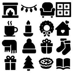 Cozy Winter Collection: A collection of meticulously crafted, minimalistic icons, each celebrating the warmth and spirit of winter and holiday. 