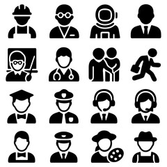 Occupational Icons: A visual collection of various professional silhouettes, each representing a unique career path. A concise and informative depiction of diverse occupations.