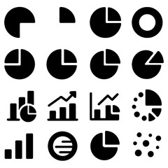 Analytical Charts and Diagrams: A collection of data representation icons, ideal for illustrating growth, distribution, and insights in a business or scientific context.