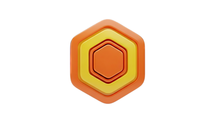 Abstract Hexagonal Shape with Orange and Yellow Layers