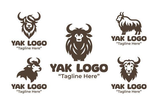 5 Yak Logo Set Modern Minimalist Farm Mammal Design Collection