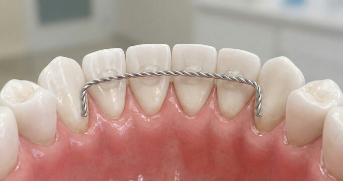 Permanent Fixed Retainer Wire Bonded to Straight Teeth