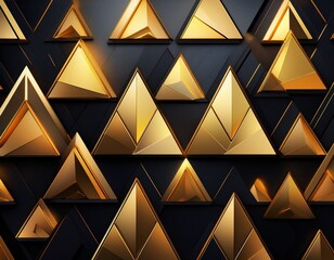 a geometric pattern of golden and dark triangles creating a visually striking and modern design with layered textures