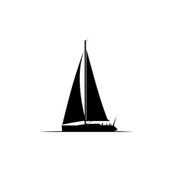 Fototapeta premium Vector icons Silhouette of a Majestic Sailboat Navigating Calm Waters. EPS Editable