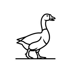 Vector icons Simple black line art illustration of a walking goose. EPS Editable
