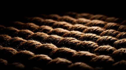 Close up view of thick brown rope texture