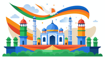 Fototapeta premium Vibrant Indian Taj Mahal National Celebration Illustration with vector illustration