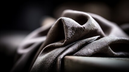 Dark and moody fabric with herringbone pattern
