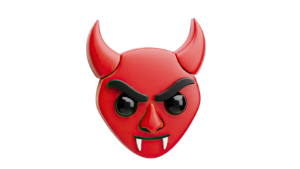 Red Devil Emoji with Horns and Fangs