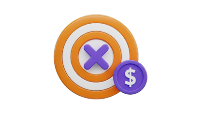 Target with X and Dollar Coin