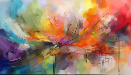 watercolor acrylic and pencil create a smoky colorful abstract art on canvas hand painted stains and brushstrokes give a textured background