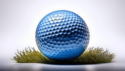 a blue golf ball lies on a white background ready for a round on the green