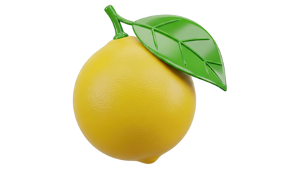 Stylized Yellow Lemon with Green Leaf