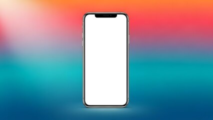 Modern smartphone with blank screen on colorful gradient background