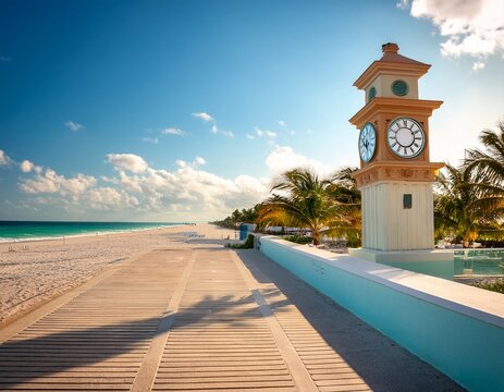worth avenue clock tower next to the beach in palm beach florida